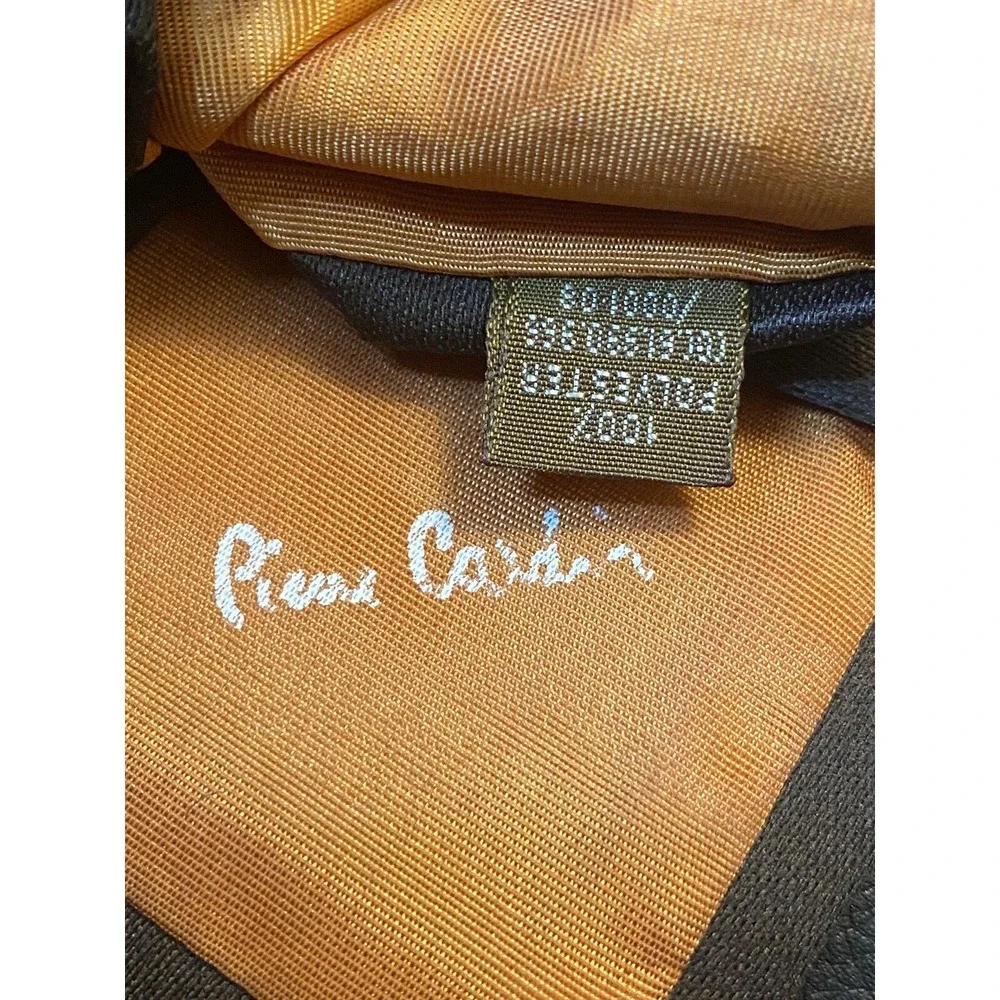 Pierre Cardin Vintage Men's Tie Solid Brown Polyester Logo Slim Style 54